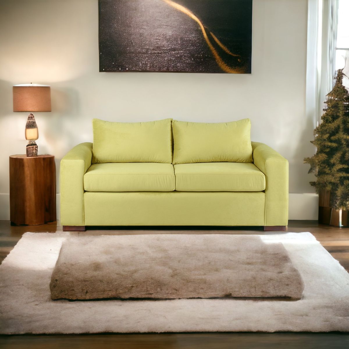 MUEBLES AMERICA - Sofá Neo 3 Cuerpos Tela Felpa Pistacho