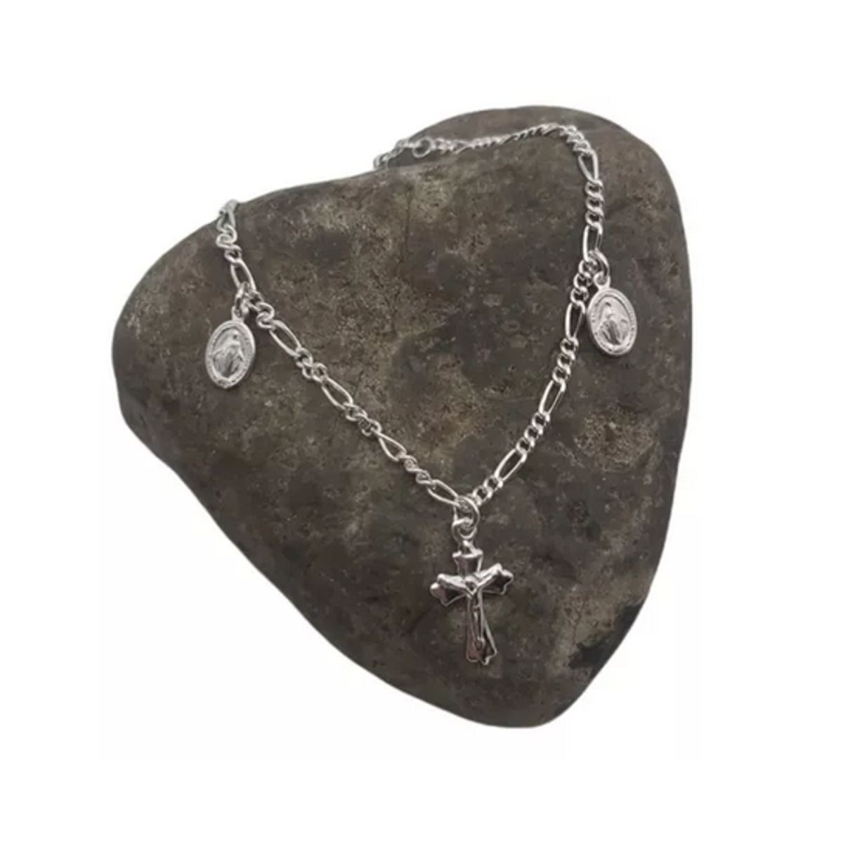 GENERICO - Pulsera Mujer Cruz Con Virgen Del Rayo - Plata Italiana 925