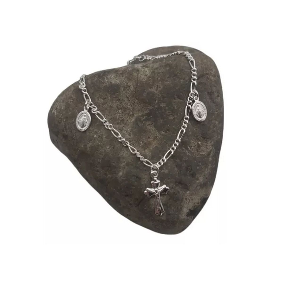 GENERICO - Pulsera Mujer Cruz Con Virgen Del Rayo - Plata Italiana 925