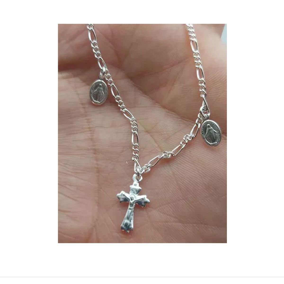 GENERICO - Pulsera Mujer Cruz Con Virgen Del Rayo - Plata Italiana 925