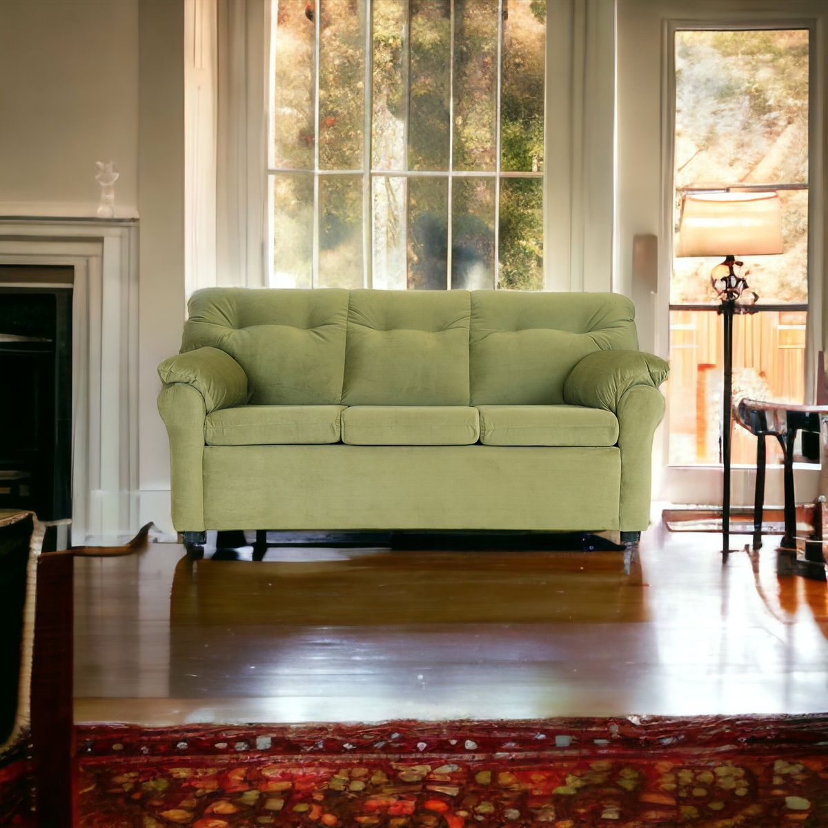 MUEBLES AMERICA - Sofá América 3 Cuerpos Tela Verde Musgo