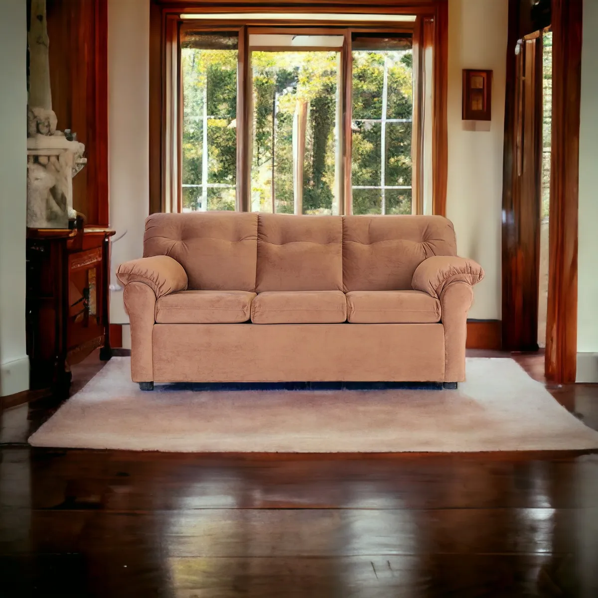 MUEBLES AMERICA - Sofá América 3 Cuerpos Tela Tostado