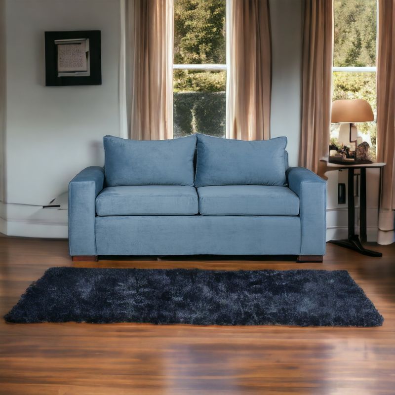 MUEBLES AMERICA - Sofá Neo 3 Cuerpos Tela Felpa Azul Petroleo
