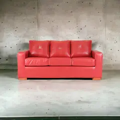 MUEBLES AMERICA - Sofá Franco 3 Cuerpos Cuero Sintético Rojo