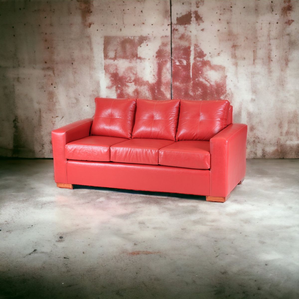 MUEBLES AMERICA - Sofá Franco 3 Cuerpos Cuero Sintético Rojo