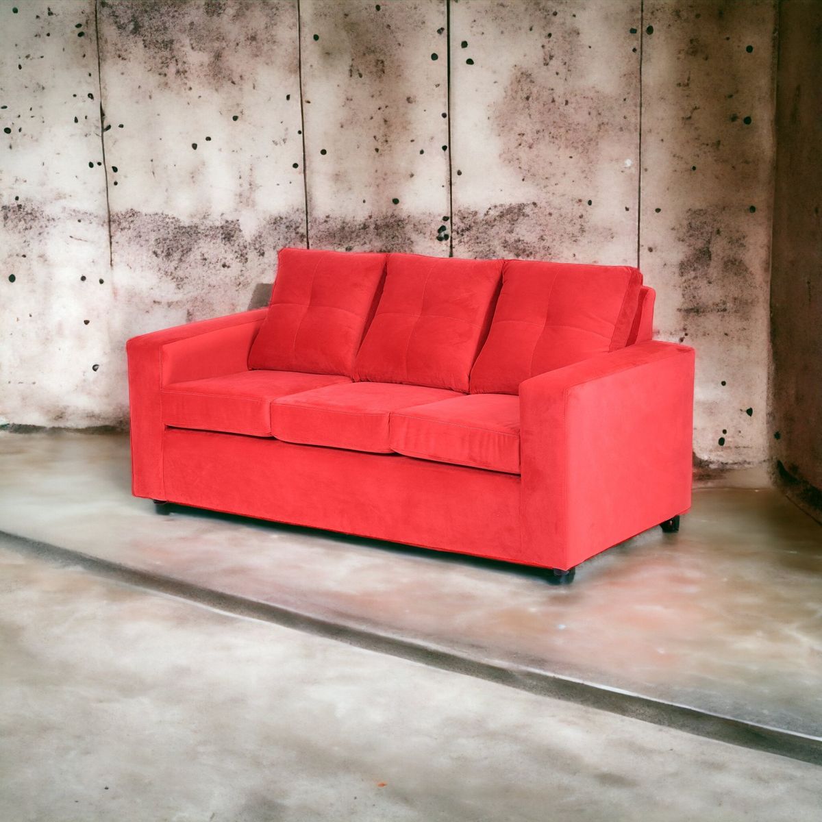 MUEBLES AMERICA - Sofá Emilia 3 Cuerpos Tela Rojo
