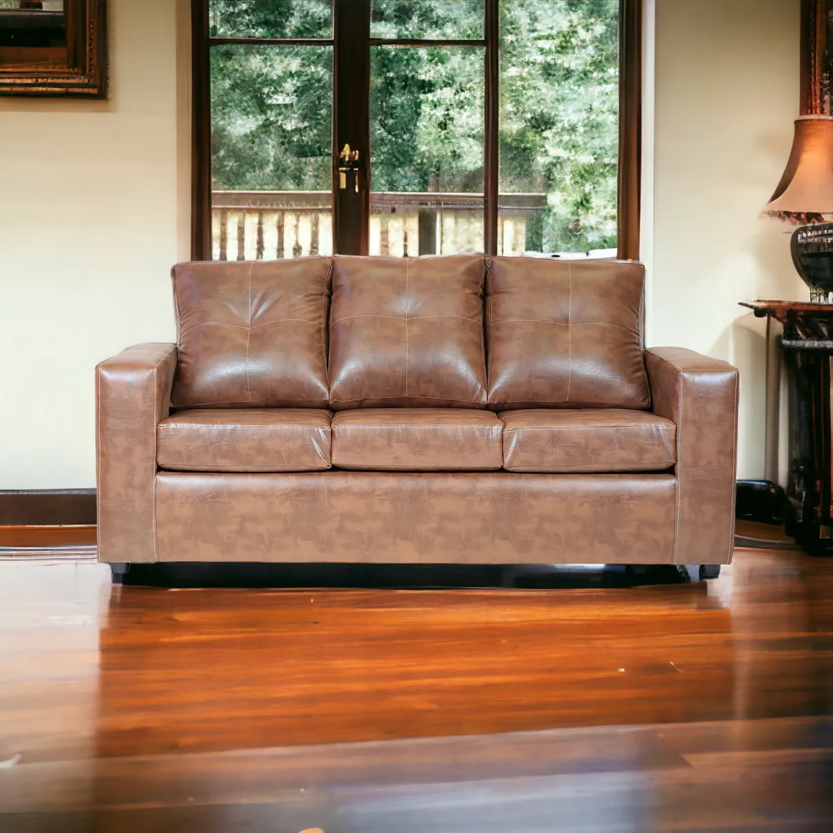 MUEBLES AMERICA - Sofá Emilia 3 Cuerpos Pu Caramelo