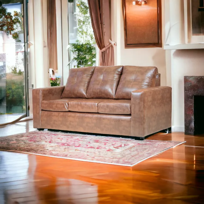 MUEBLES AMERICA - Sofá Emilia 3 Cuerpos Pu Caramelo