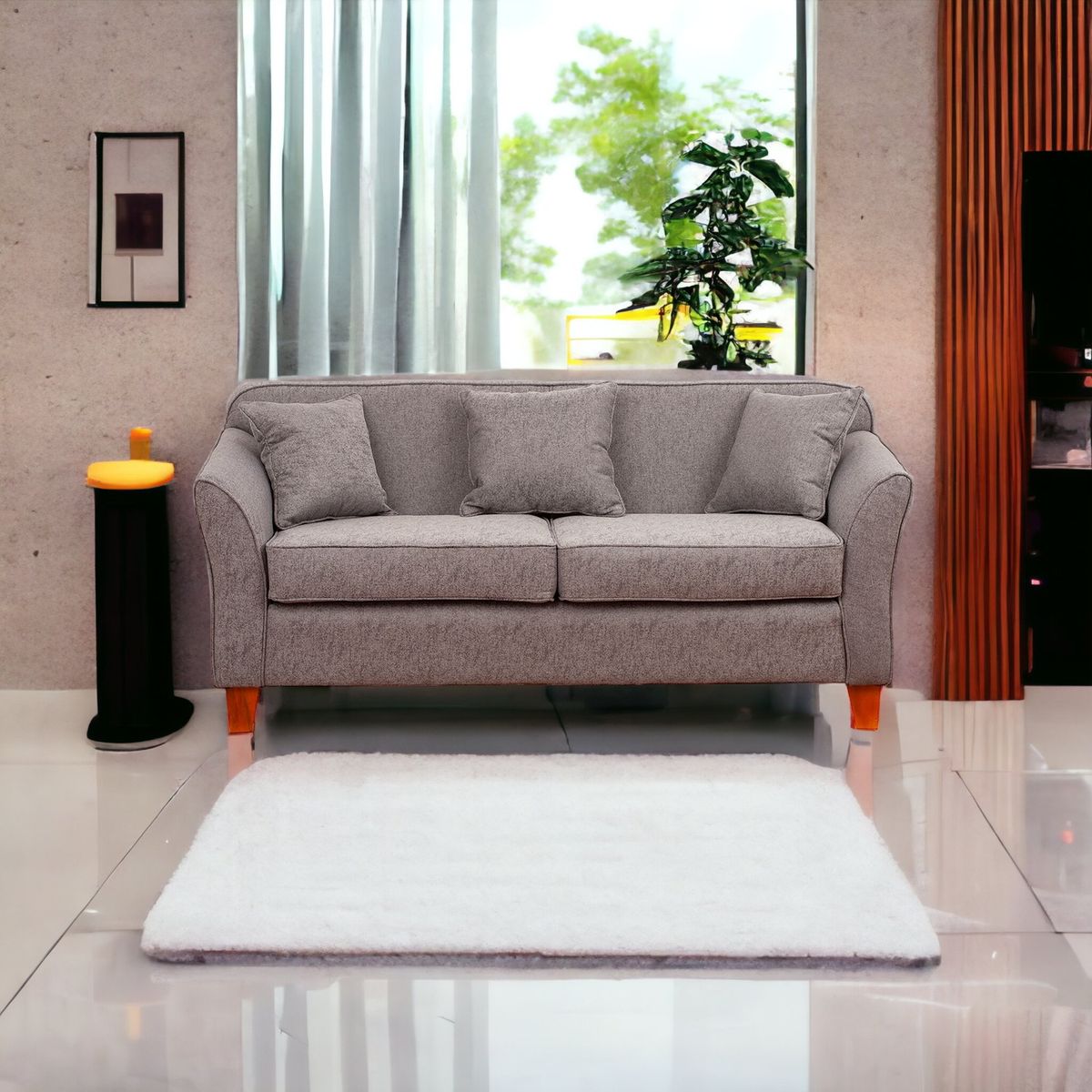 MUEBLES AMERICA - Sofá Lady 3 Cuerpos Lino Gris