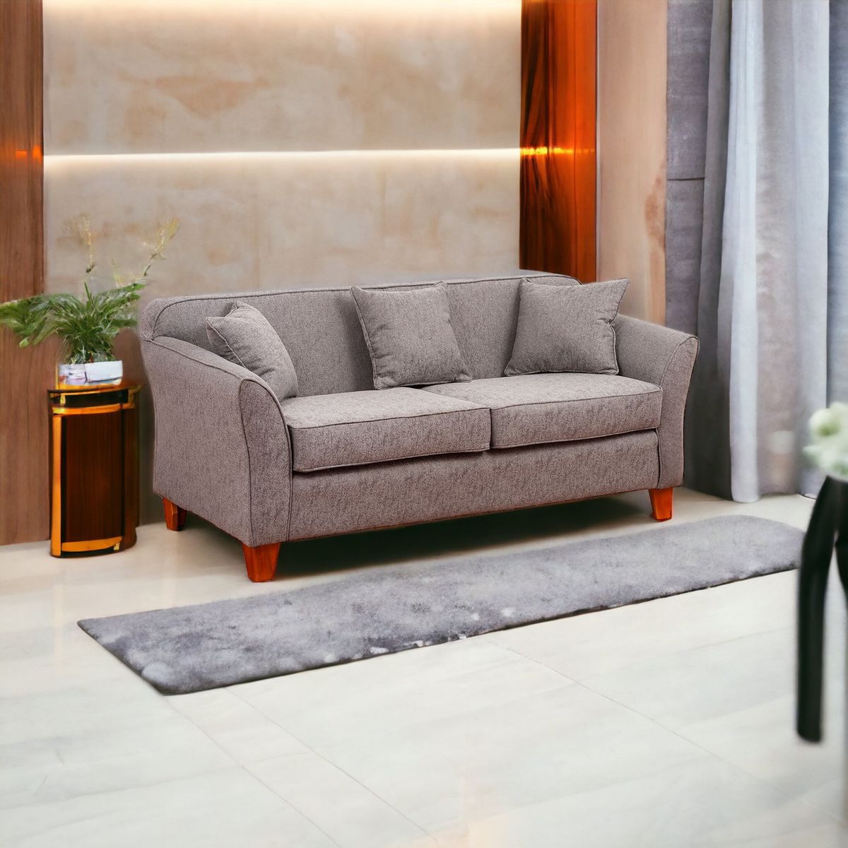 MUEBLES AMERICA - Sofá Lady 3 Cuerpos Lino Gris