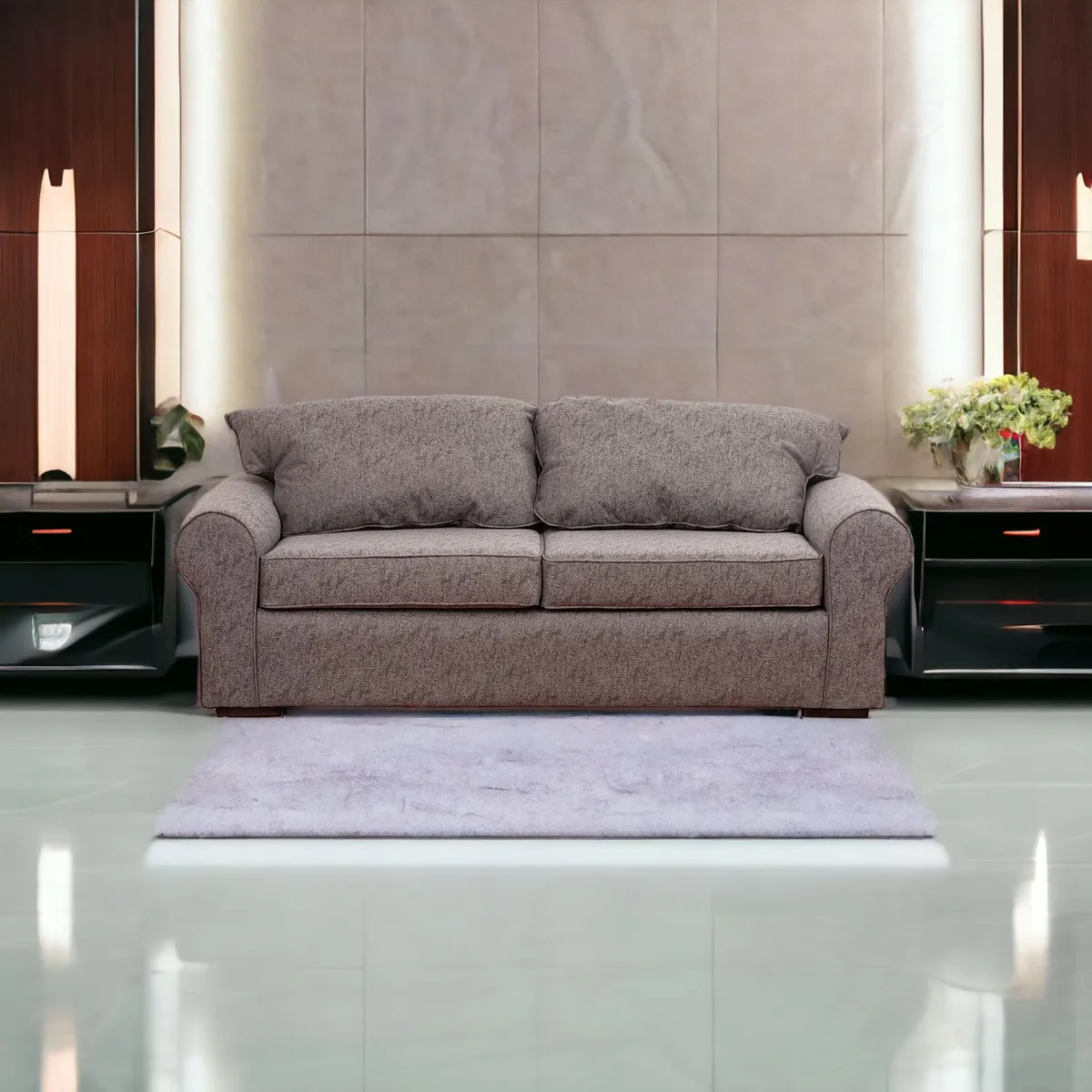 MUEBLES AMERICA - Sofá Moscú 3 Cuerpos Lino Gris