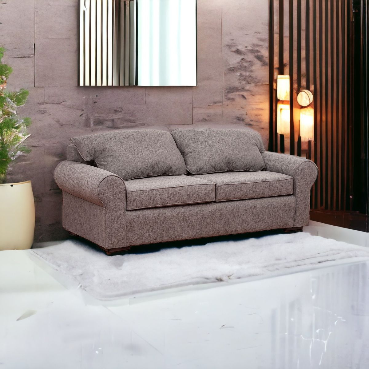 MUEBLES AMERICA - Sofá Moscú 3 Cuerpos Lino Gris