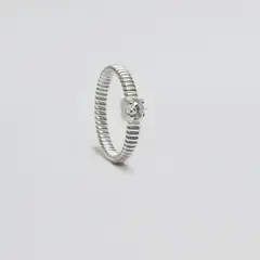 ROSETT - Anillo solitario con argolla estilo torcido Plata ley 925