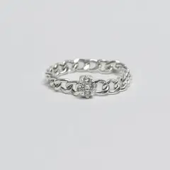 ROSETT - Anillo tejido groumet con circones Plata ley 925