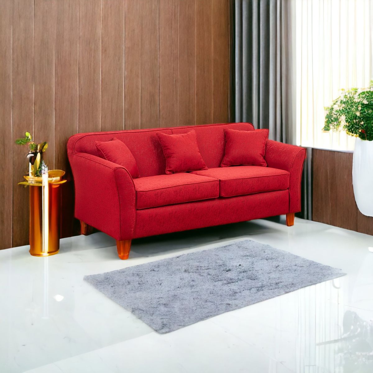 MUEBLES AMERICA - Sofá Lady 3 Cuerpos Lino Burdeo