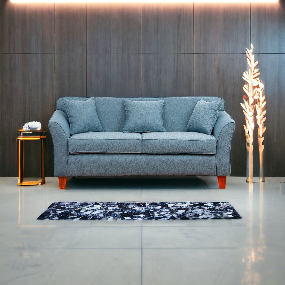 MUEBLES AMERICA - Sofá Lady 3 Cuerpos Lino Azul Claro