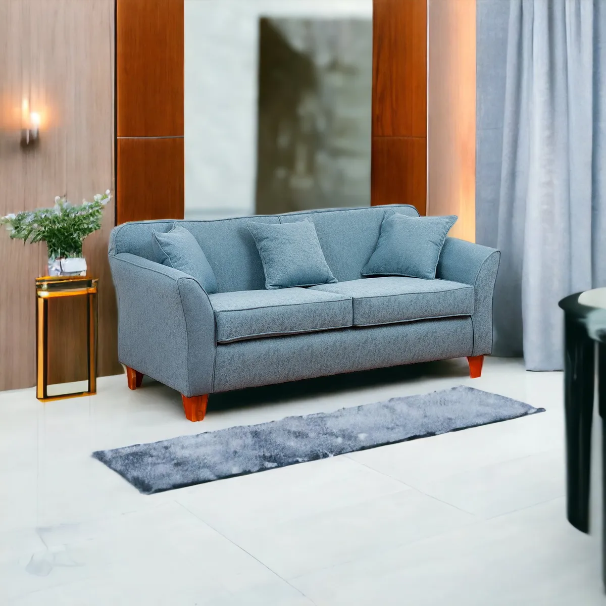 MUEBLES AMERICA - Sofá Lady 3 Cuerpos Lino Azul Claro