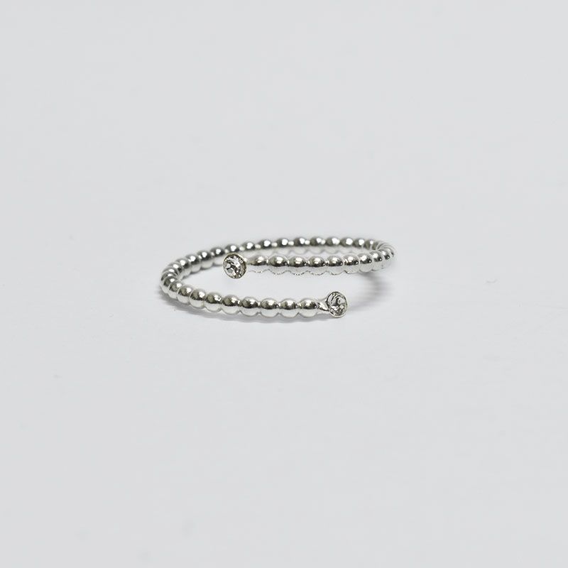 ROSETT - Anillo ajustable pellet con circones en puntas Plata 925