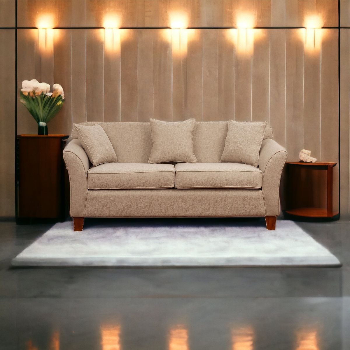 MUEBLES AMERICA - Sofá Lady 3 Cuerpos Lino Beige