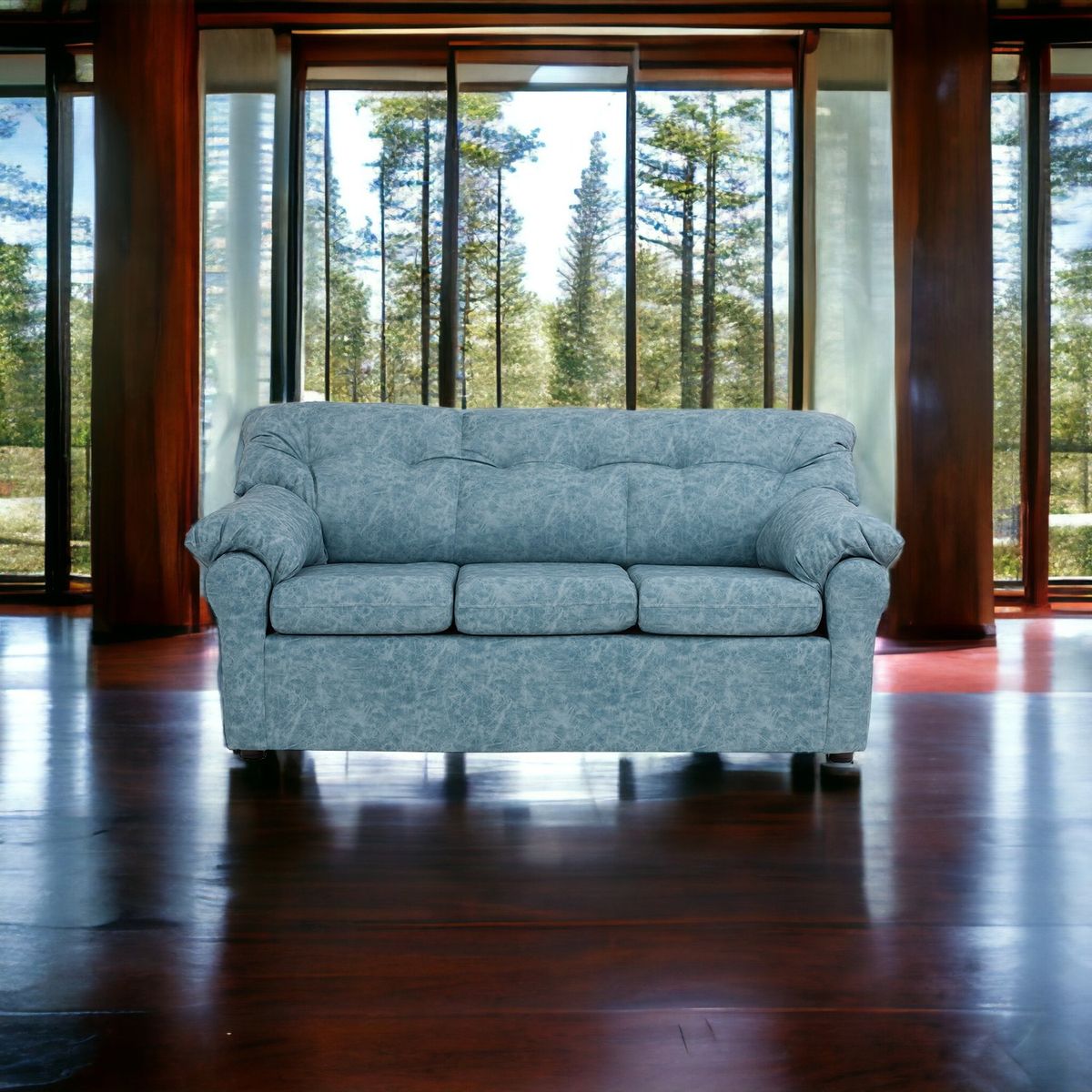 MUEBLES AMERICA - Sofá América 3 Cuerpos Cuero Auris Azul Claro