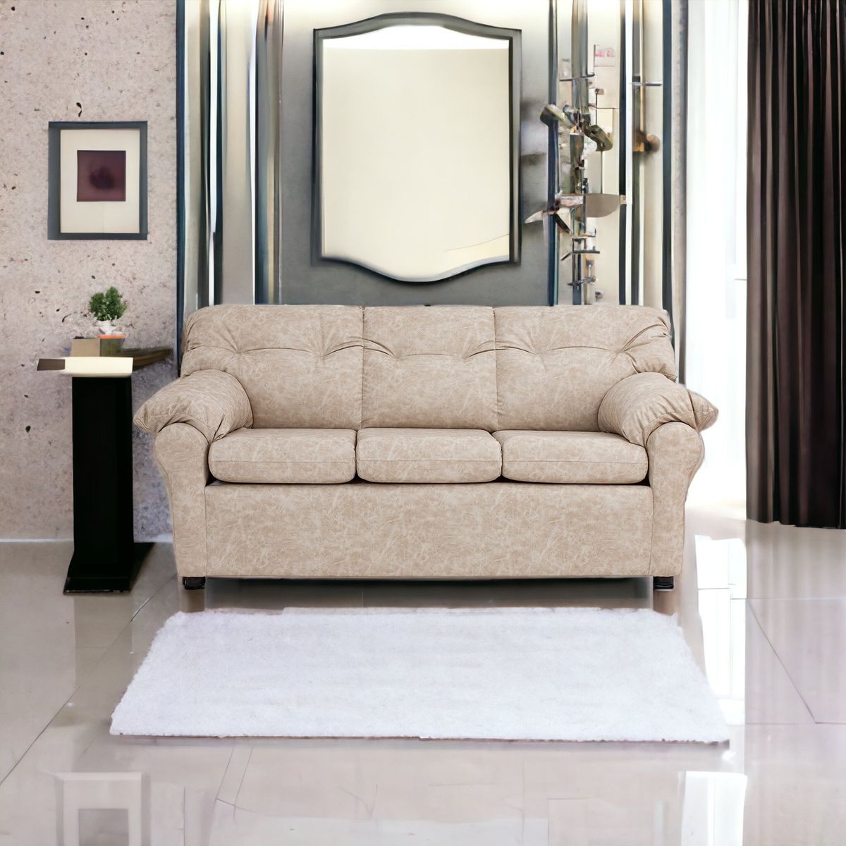 MUEBLES AMERICA - Sofá América 3 Cuerpos Cuero Auris Beige