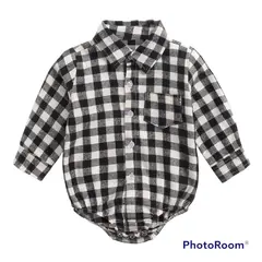 ANGO - Body Camisa Cuadrille blanco con negro