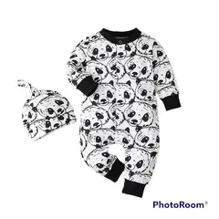 ANGO - Enterito Algodón PANDAS y gorro