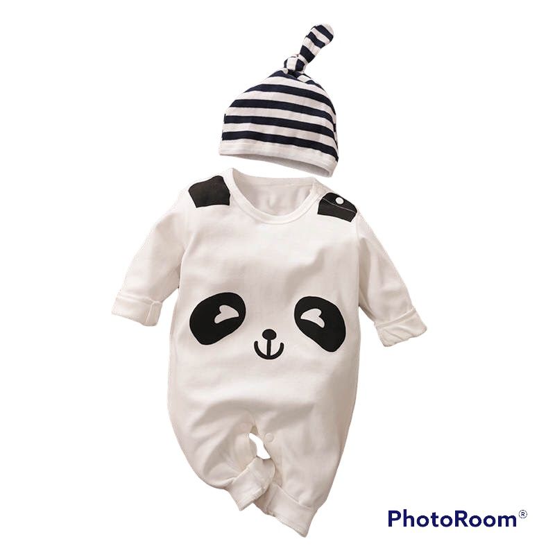 ANGO - Enterito Algodón PANDA y gorro