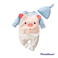 ANGO - Enterito Algodón CERDITO y gorro