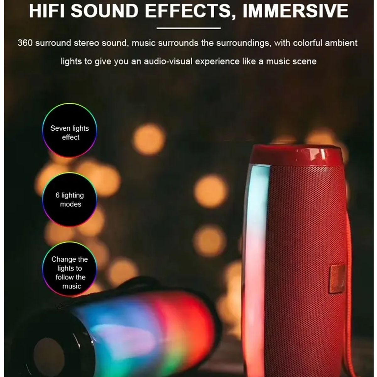 GENERICO - Parlante Portátil Bluetooth Altavoces inalámbricos Waterproof Luz LED