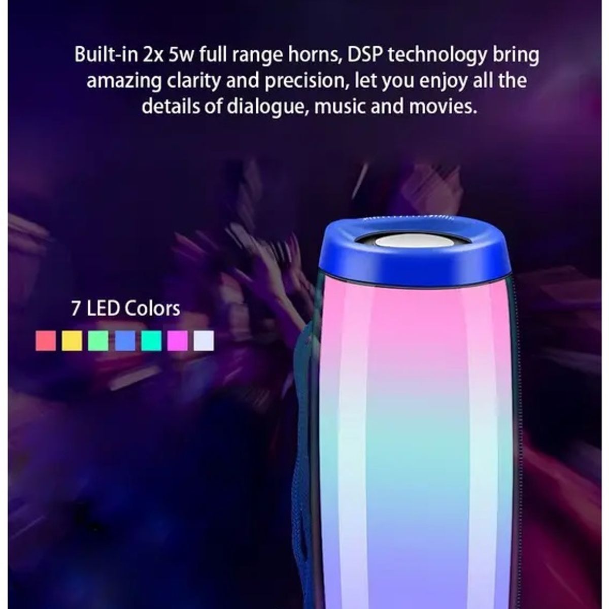 GENERICO - Parlante Portátil Bluetooth Altavoces inalámbricos Waterproof Luz LED