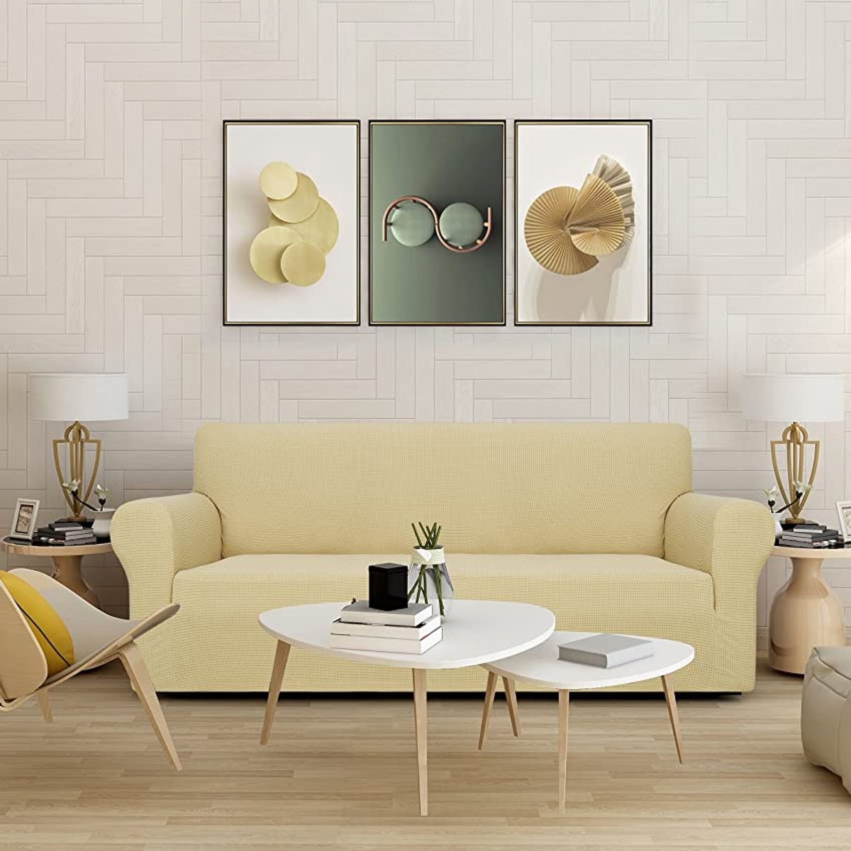 GENERICO - FUNDA CUADRILLE BEIGE PARA SILLON DE 4 CUERPO 235- 310 CM