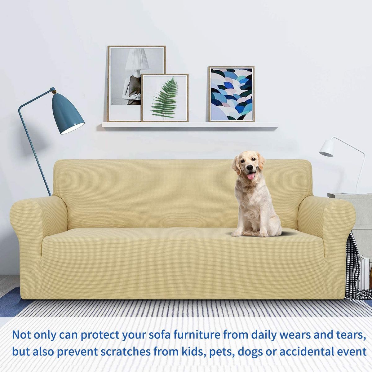 GENERICO - FUNDA CUADRILLE BEIGE PARA SILLON DE 4 CUERPO 235- 310 CM