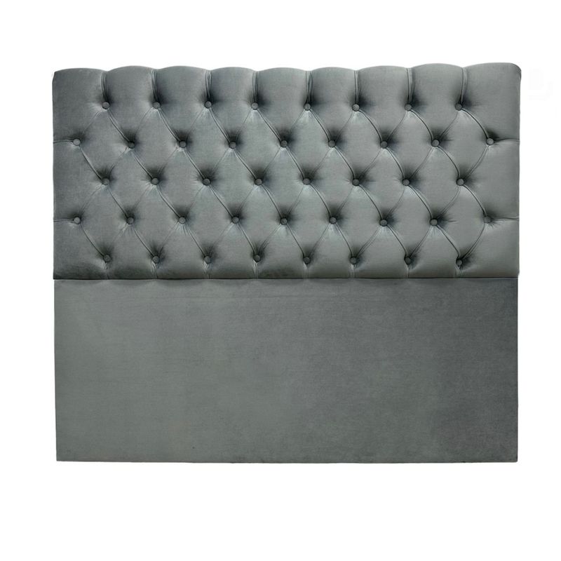 GENERICO - Respaldo para Cama 2 plazas Capitone Felpa Gris