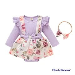 ANGO - Body Vestido Floral LILA y Cintillo