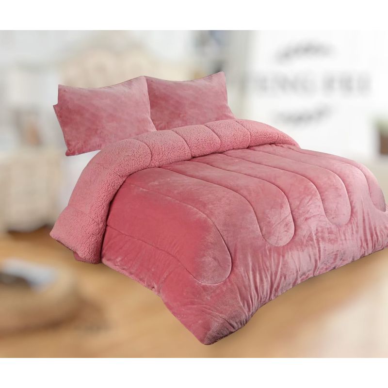 ANGELES DEL HOGAR - Cobertores plush con chiporros 2 plazas Rosado
