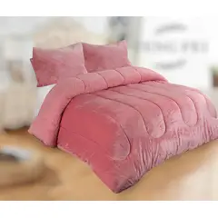ANGELES DEL HOGAR - Cobertores plush con chiporros 2 plazas Rosado
