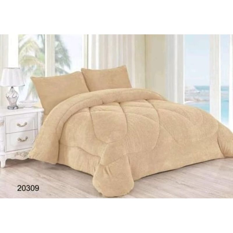ANGELES DEL HOGAR - Cobertores pluhs con chiporros Plaza Y Media Beige