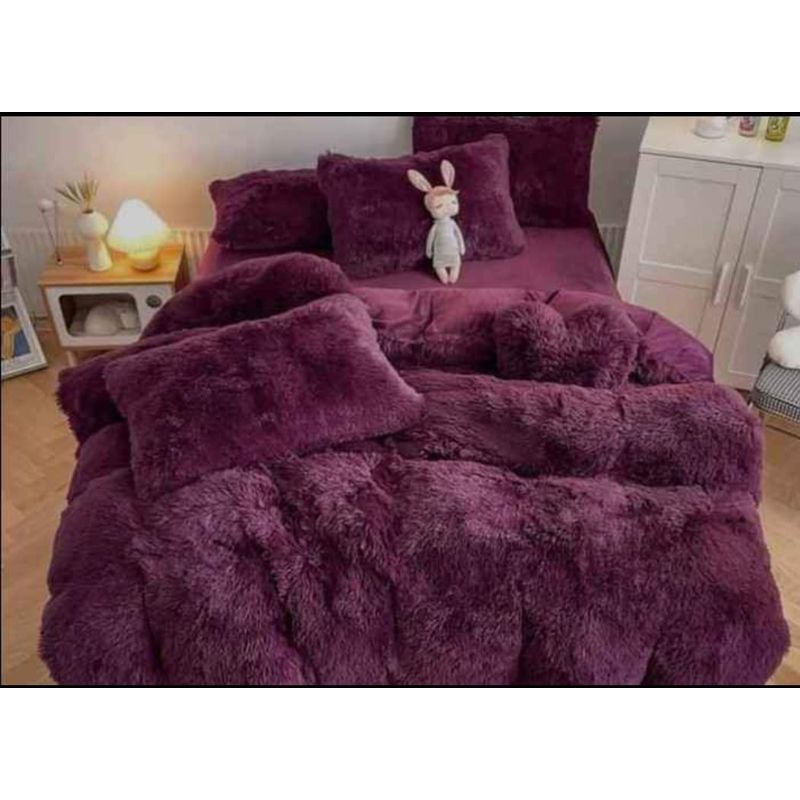 GENERICO - Cobertores  de Invierno peludos con chiporros 2 plazas Morado