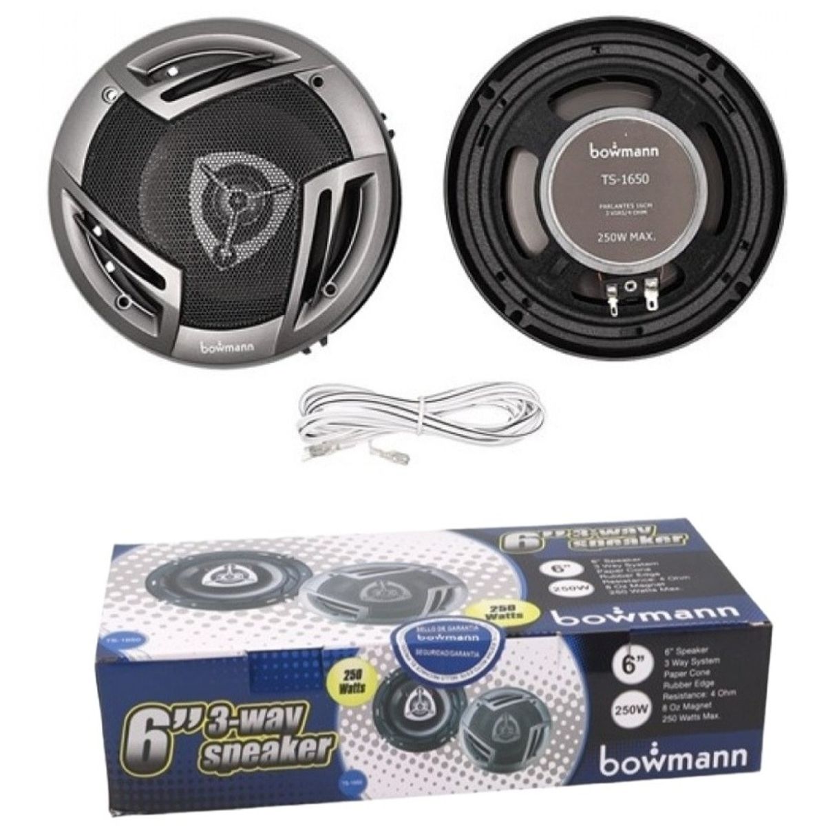 BOWMANN - X2 Parlantes Bowmann 16cm 3vías 250watts Ts-1650 Auto Tuning