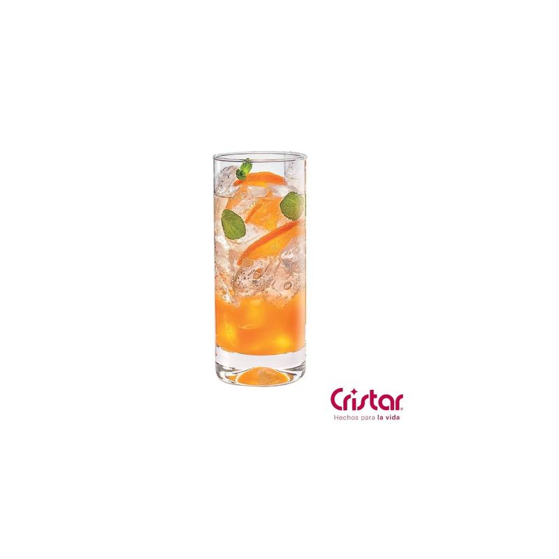 CRISTAR - Vasos Altos de Vidrio Para Cóctel Bebidas 450ml X6