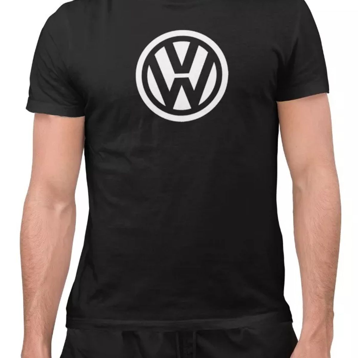 ROLY - Polera Negra Hombre Volkswagen Algodón Premium
