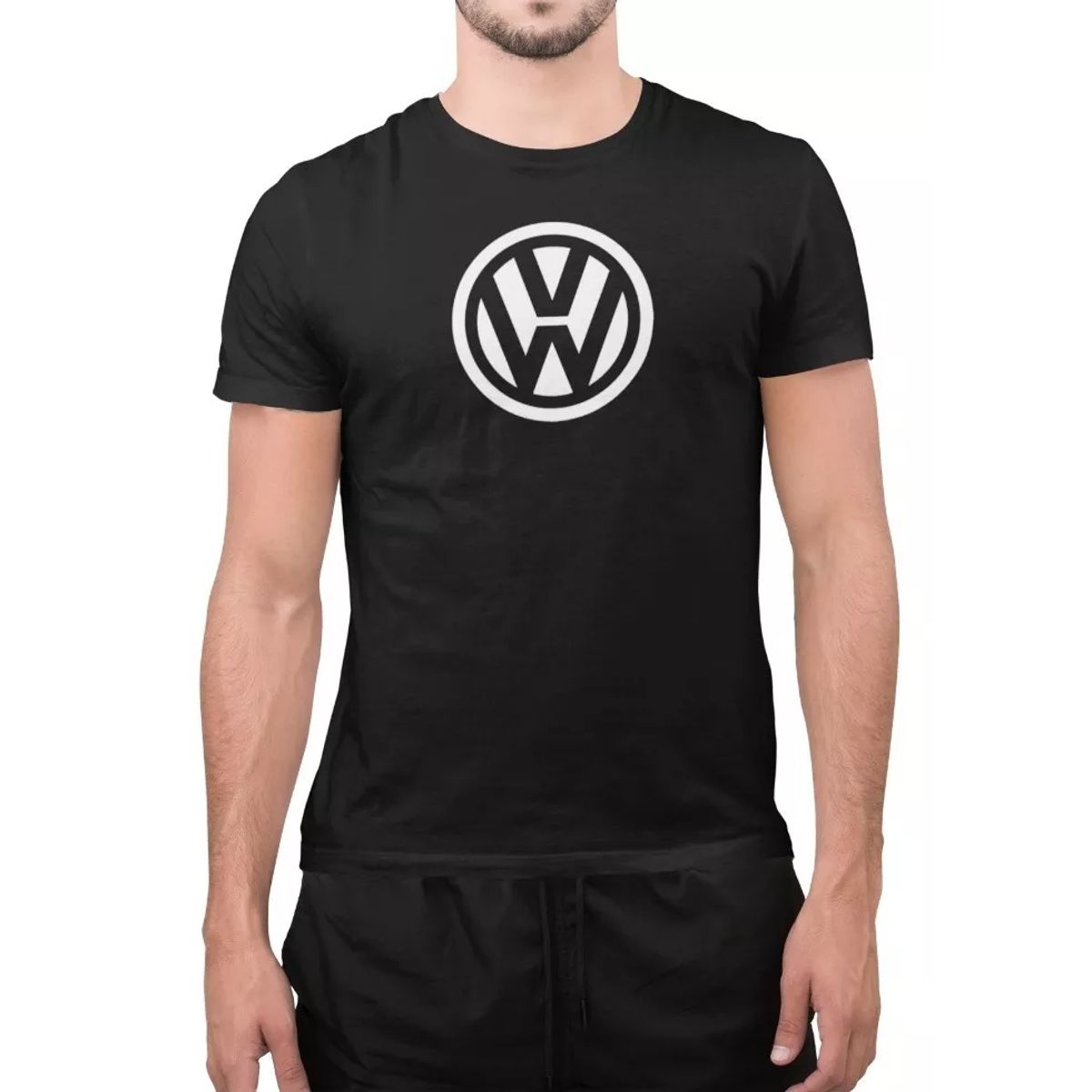 ROLY - Polera Negra Hombre Volkswagen Algodón Premium