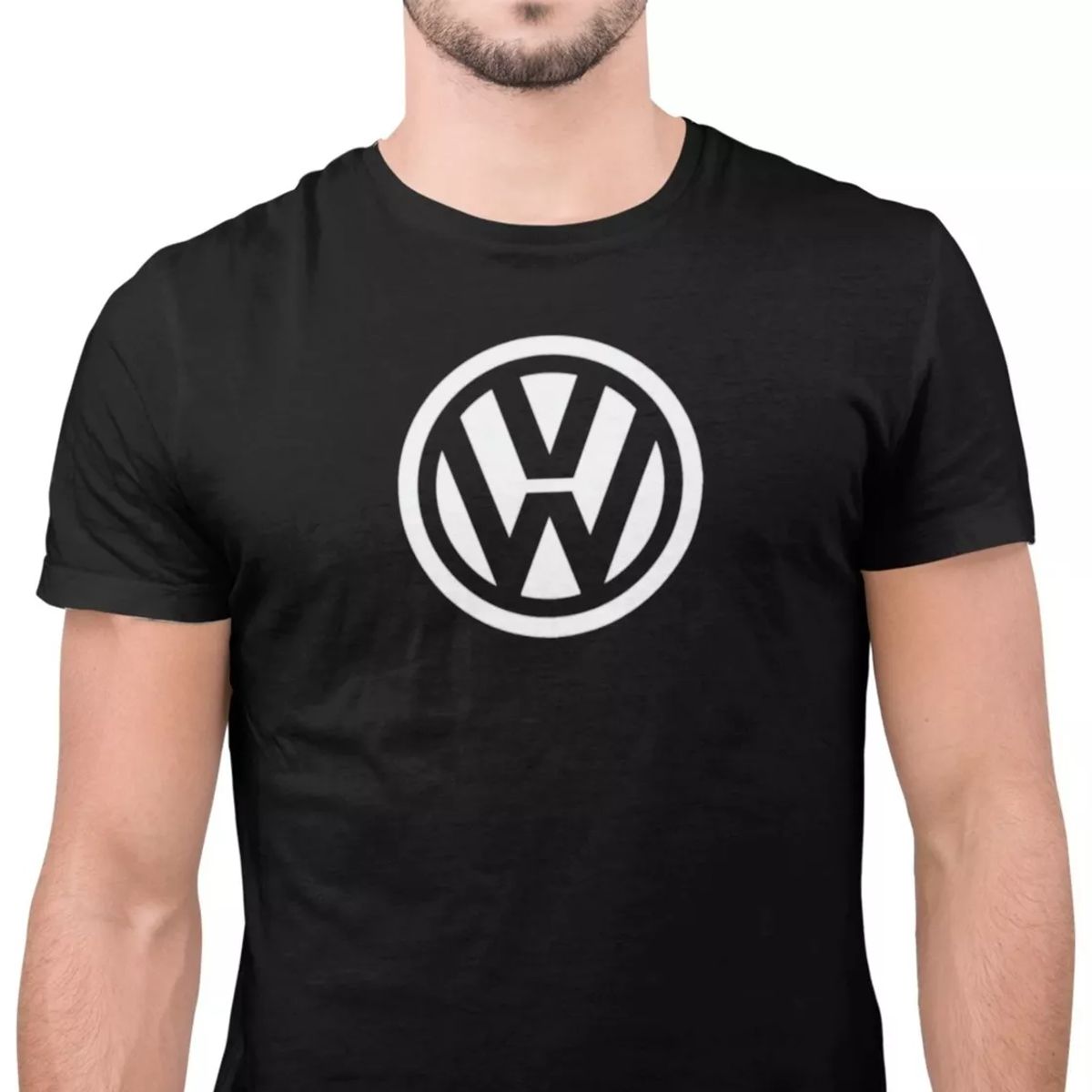 ROLY - Polera Negra Hombre Volkswagen Algodón Premium