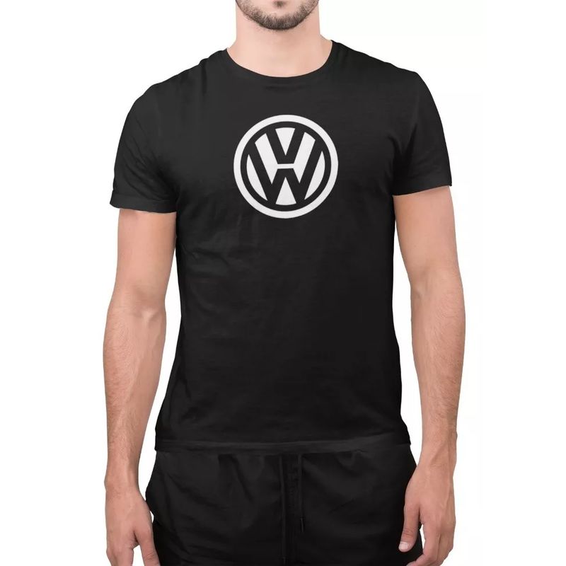 ROLY - Polera Negra Hombre Volkswagen Algodón Premium