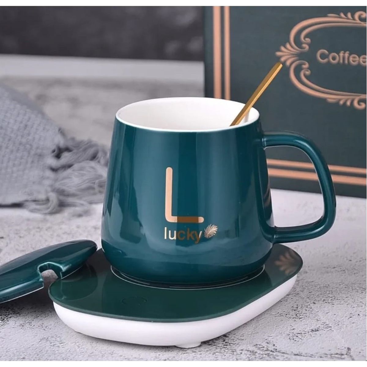 GENERICO - Taza con Calentador Eléctrico Café Te Leche verde