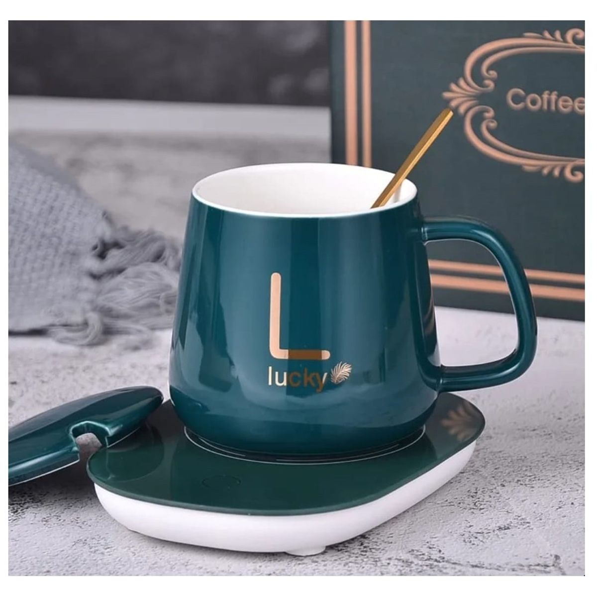 GENERICO - Taza con Calentador Eléctrico Café Te Leche verde