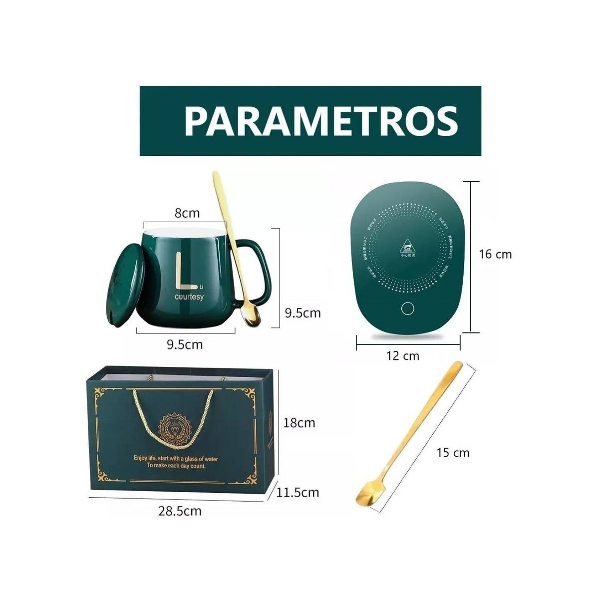 GENERICO - Taza con Calentador Eléctrico Café Te Leche verde