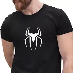 ROLY - Polera Negra Hombre Araña Algodón_.