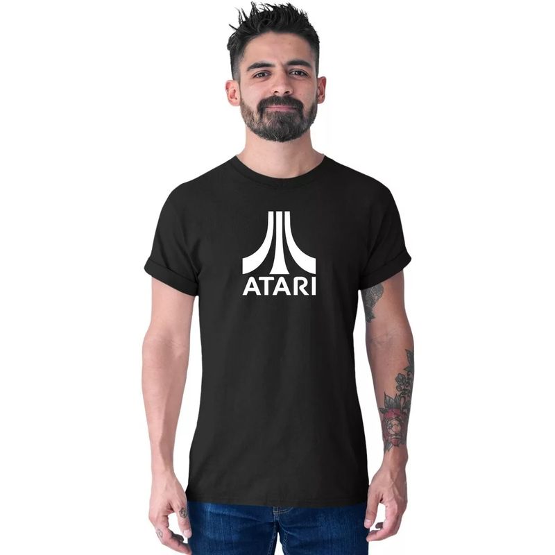 ROLY - Polera Negra Hombre Atari Gamer Algodón
